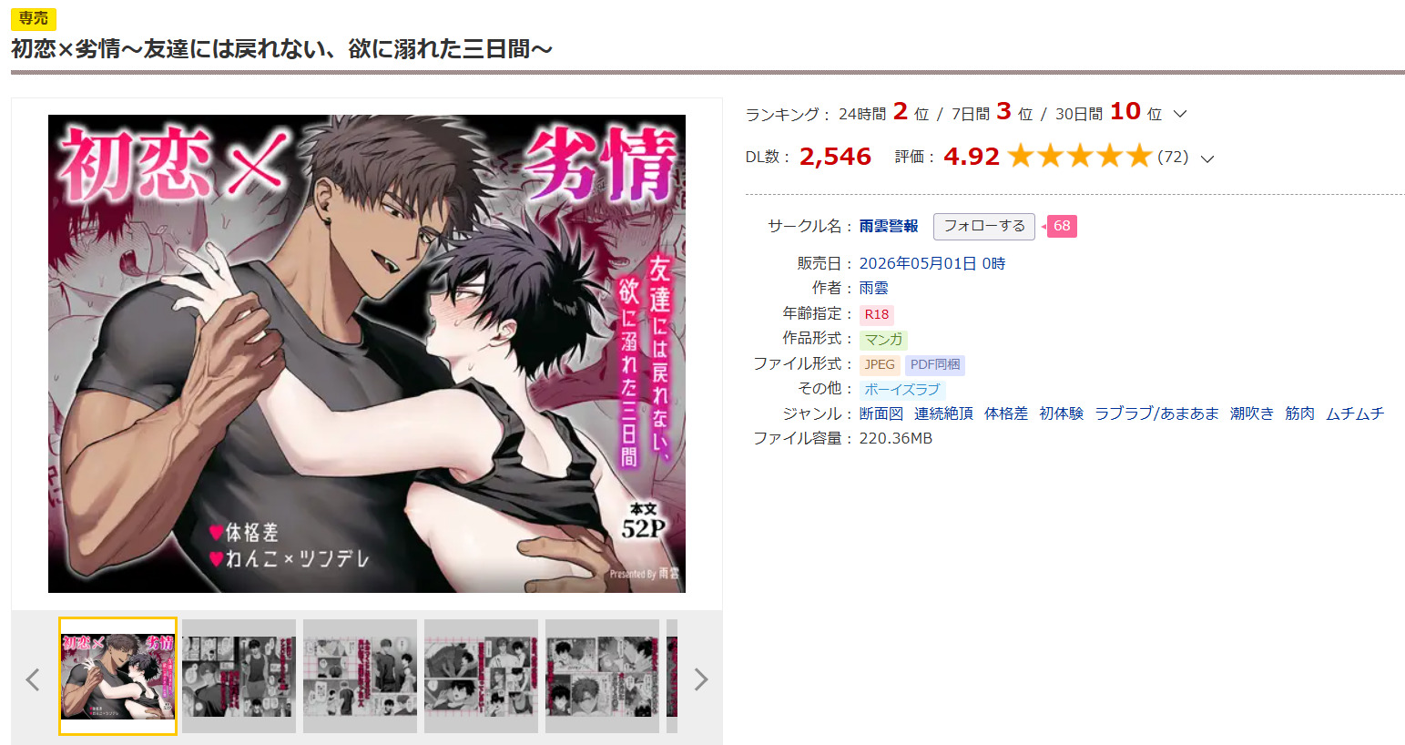 初恋×劣情~友達には戻れない、欲に溺れた三日間~DLsite